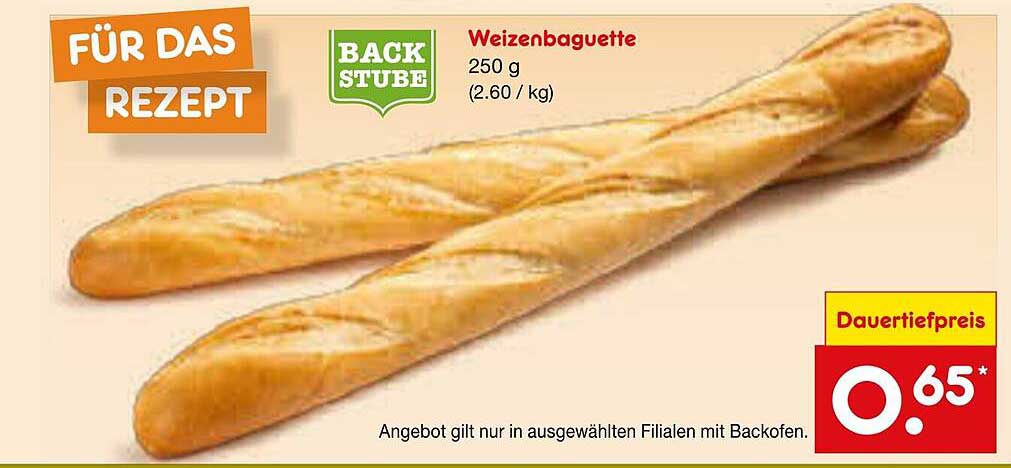 Weizenbaguette 250 g für 0,65 €