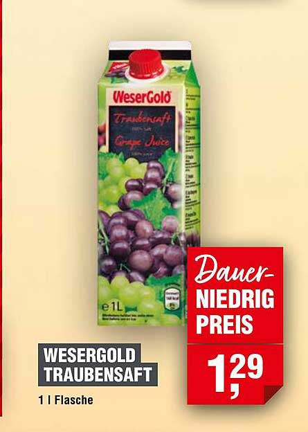 Wesergold Traubensaft 1 L Flasche