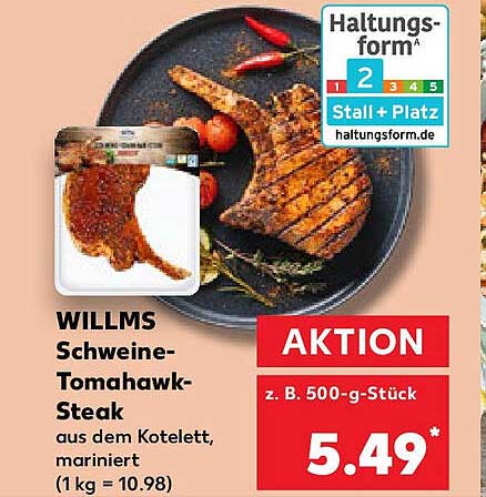 WILLMS Schweine-Tomahawk-Steak aus dem Kotelett, mariniert