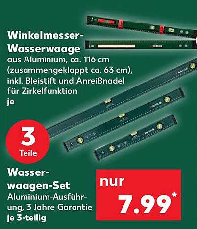 Winkelmesser-Wasserwaage - 3-teiliges Wasserwagen-Set aus Aluminium