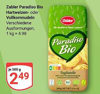 Zabler Paradiso Bio Hartweizen- oder Vollkornnudeln, 500 g