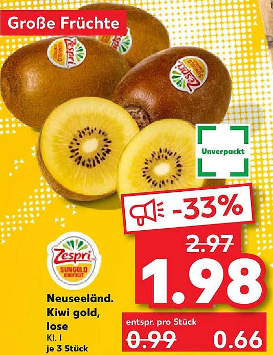 Zespri SunGold Kiwi gold, lose (Kl. I), je 3 Stück