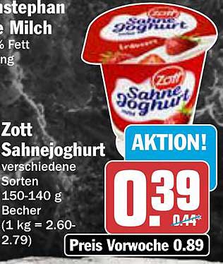 Zott Sahnejoghurt in verschiedenen Sorten 150-140 g Becher