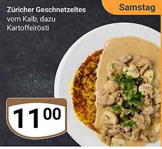 Zürcher Geschnetzeltes vom Kalb, dazu Kartoffelrösti