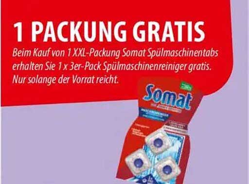 1 XXL-Packung Somat Spülmaschinentabs – 1 Packung gratis!