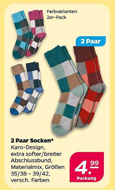 2 Paar Socken im Karo-Design