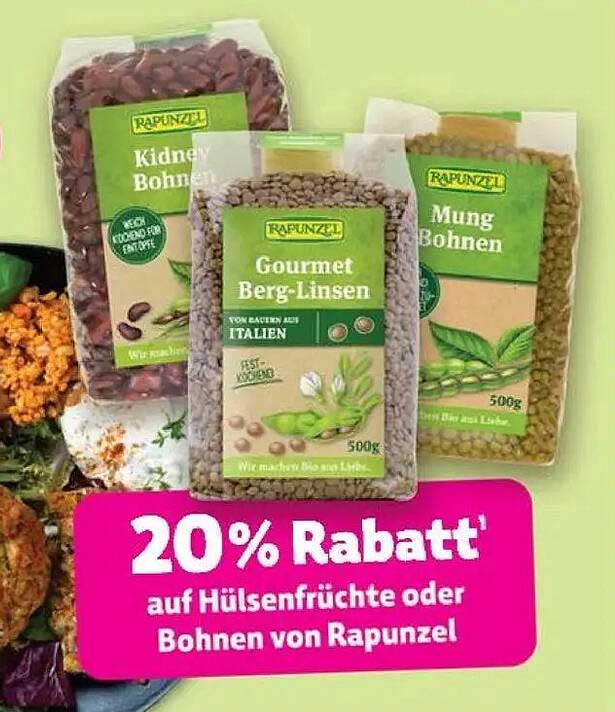 20% Rabatt auf Hülsenfrüchte oder Bohnen von Rapunzel