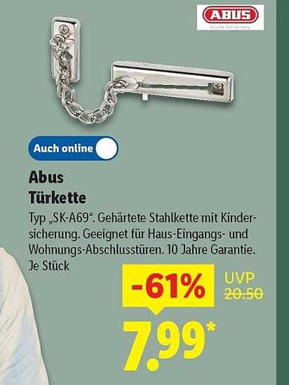 Abus Türkette Typ „SK-A69“ – Gehäusete Stahlkette mit Kindersicherung