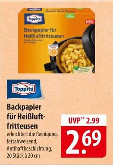 Backpapier für Heißluftfritteusen von Toppits