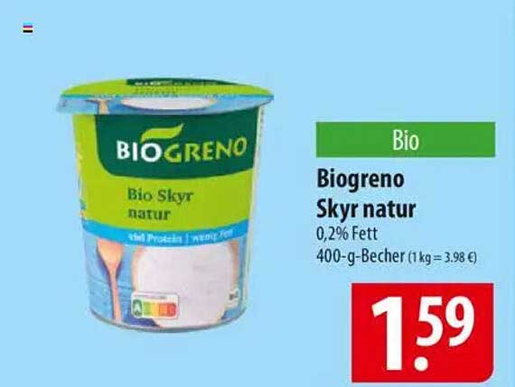 Biogreno Skyr natur 0,2% Fett 400-g-Becher