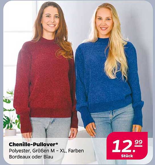 Chenille-Pullover in Bordeaux oder Blau