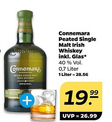 Connemara Peated Single Malt Irish Whiskey inkl. Glas