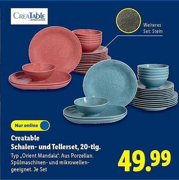 Creatable Schalen- und Tellerset, 20-tlg. Typ „Orient Mandala“