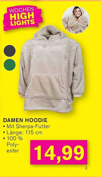 DAMEN HOODIE mit Sherpa-Futter