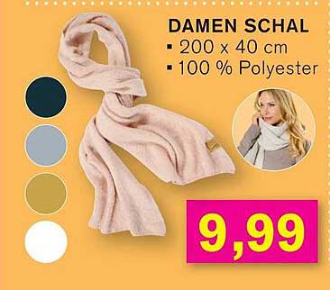 DAMEN SCHAL - 200 x 40 cm, 100 % Polyester