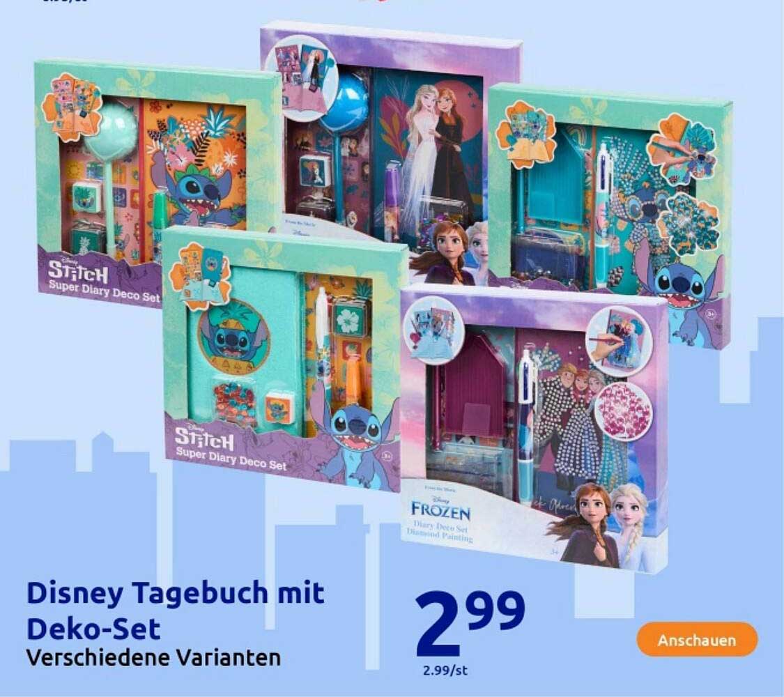 Disney Tagebuch mit Deko-Set - Verschiedene Varianten