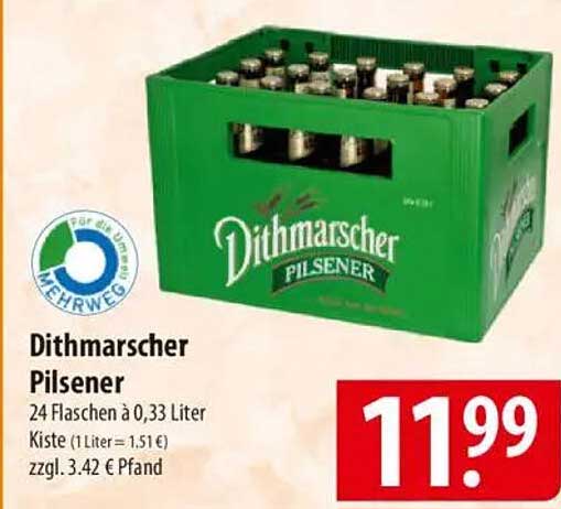 Dithmarscher Pilsener 24 Flaschen à 0,33 Liter Kiste