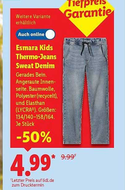 Esmara Kids Thermo-Jeans Sweat Denim