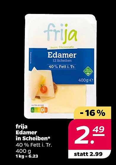 frija Edamer in Scheiben 400 g – 16 % Rabatt