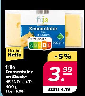 frija Emmentaler im Stück 400 g