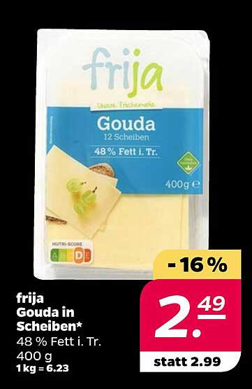 frija Gouda in Scheiben 12 Scheiben, 48 % Fett i. Tr., 400 g