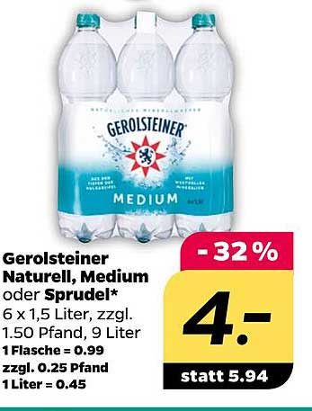 Gerolsteiner Naturell, Medium oder Sprudel – 6 x 1,5 Liter