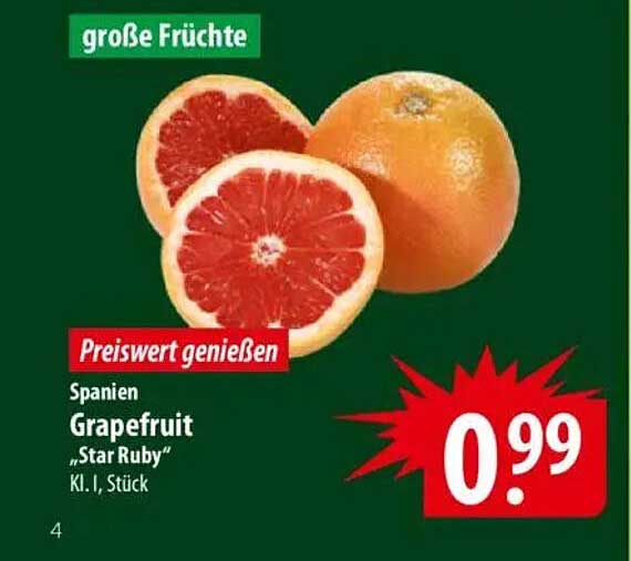 Grapefruit 'Star Ruby' K.I., Stück
