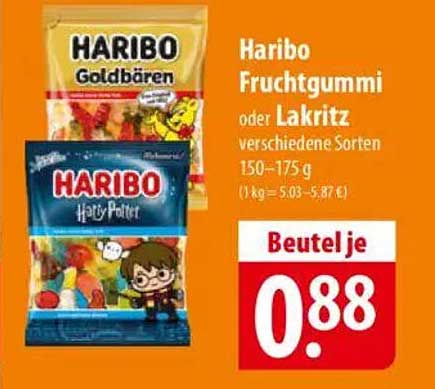 Haribo Fruchtgummi oder Lakritz verschiedene Sorten 150-175 g