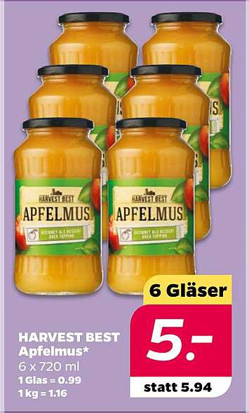 HARVEST BEST Apfelmus 6 x 720 ml