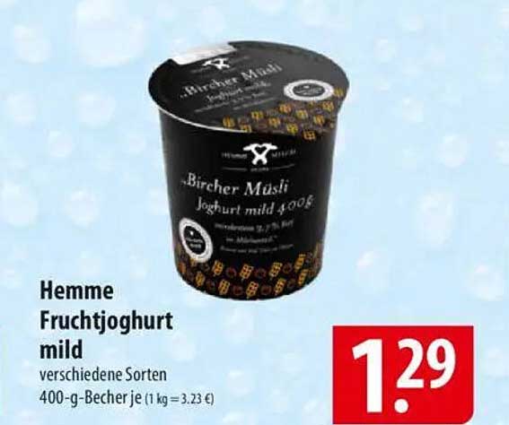 Hemme Fruchtjoghurt mild - verschiedene Sorten 400-g-Becher