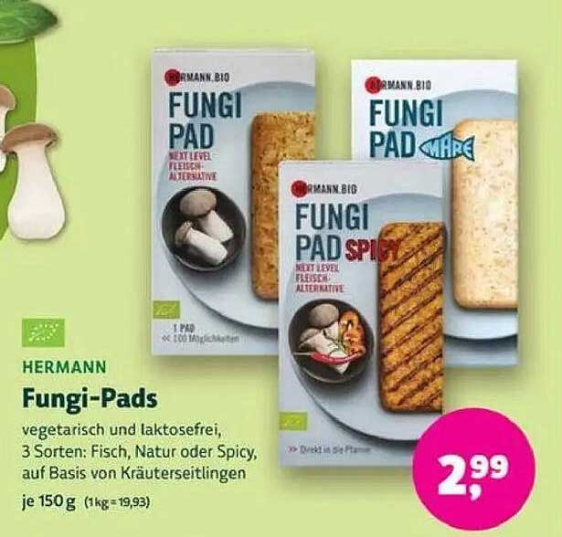 HERMANN Fungi-Pads - Vegetarische und laktosefreie Fleischalternative
