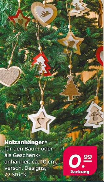 Holzanhänger für den Baum oder als Geschenkanhänger, 72 Stück