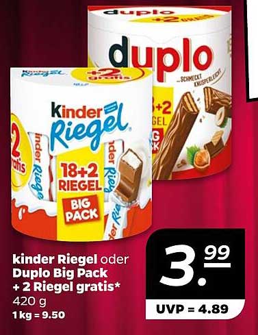 Kinder Riegel oder Duplo Big Pack + 2 Riegel gratis*