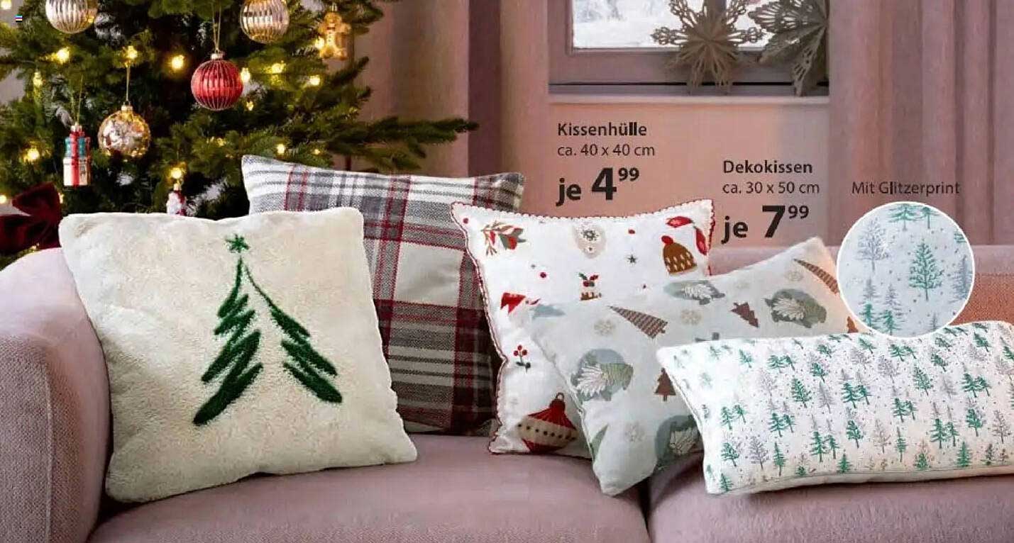 Kissenhüllen und Dekokissen mit festlichem Glitzerprint