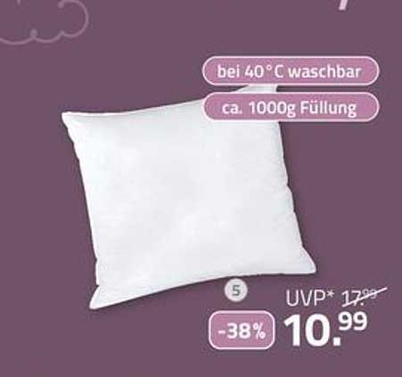 Kopfkissen mit 1000g Füllung, waschbar bei 40°C
