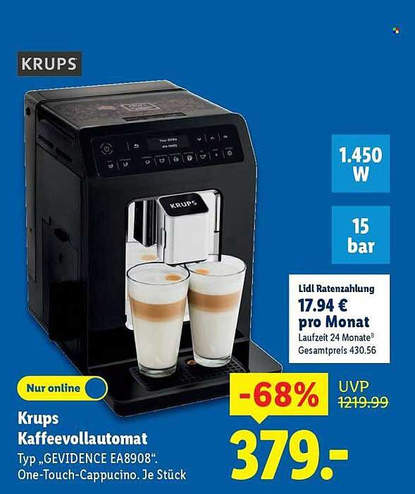 Krups Kaffeevollautomat Typ „GEVIDENCE EA8908“ – One-Touch-Cappuccino