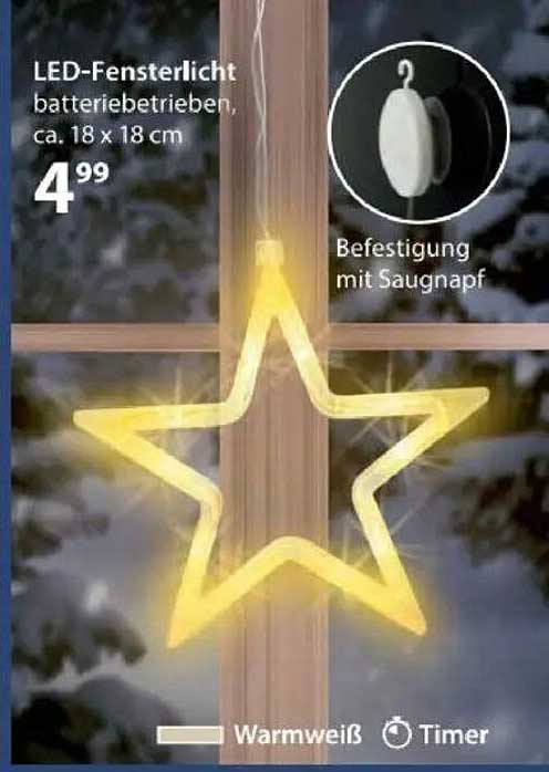 LED-Fensterlicht, batteriebetrieben, ca. 18 x 18 cm