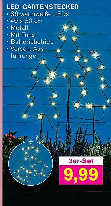 LED-Gartenstecker 3er-Set mit 36 warmweißem LEDs