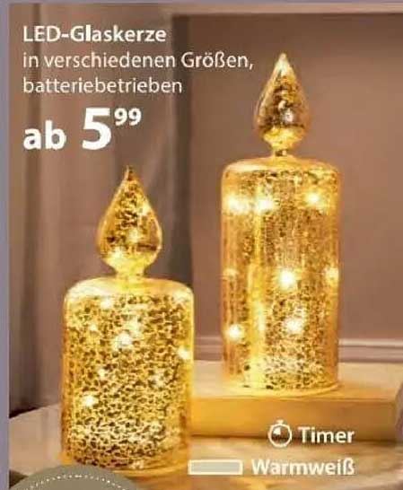 LED-Glaskerze in verschiedenen Größen, batteriebetrieben