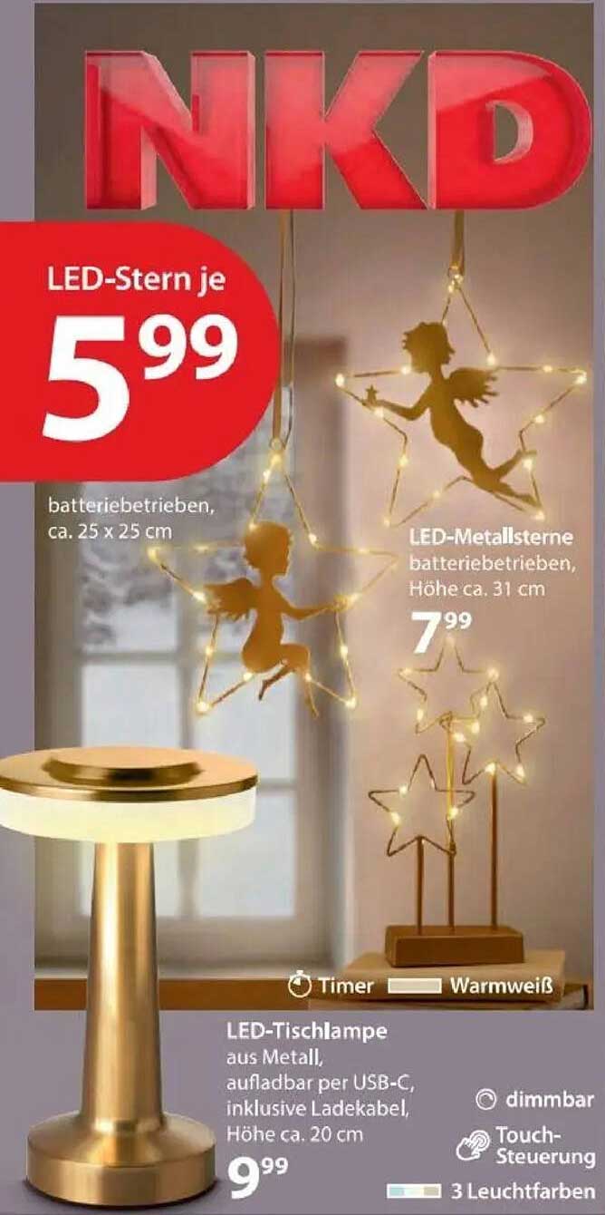 LED-Stern je 5,99 € (batteriebetrieben, ca. 25 x 25 cm)