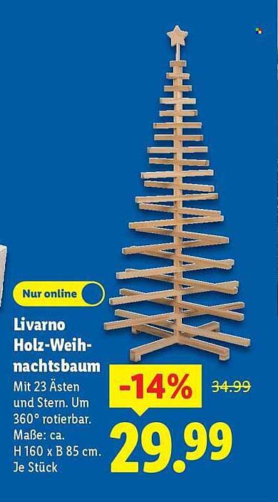 Livorno Holz-Weihnachtsbaum mit 23 Ästen und Stern – Um 360° rotierbar