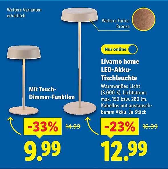 Livorno home LED-Akku-Tischleuchte