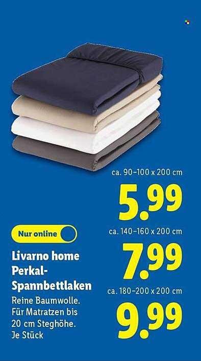 Livorno home Perkal-Spannbettlaken – verschiedene Größen erhältlich