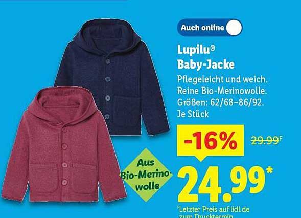 Lupilu® Baby-Jacke aus Bio-Merino-Wolle