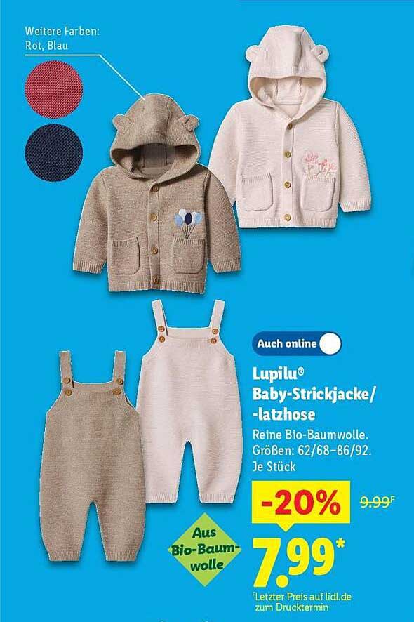 Lupilu® Baby-Strickjacke/-latzhose aus Bio-Baumwolle
