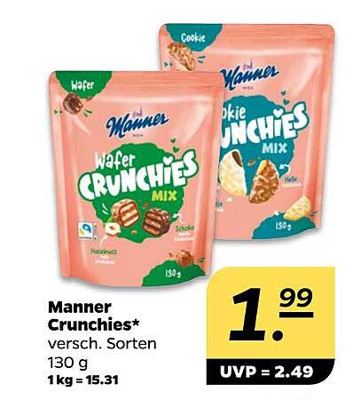 Manner Crunchies 130 g – Verschiedene Sorten