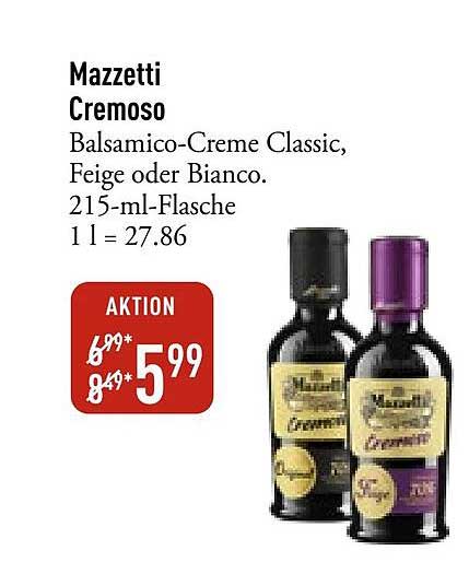 Mazzetti Cremoso Balsamico-Creme Classic, Feige oder Bianco - 215-ml-Flasche