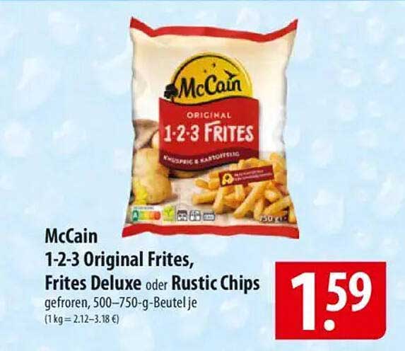 McCain 1-2-3 Original Frites, Frites Deluxe oder Rustic Chips