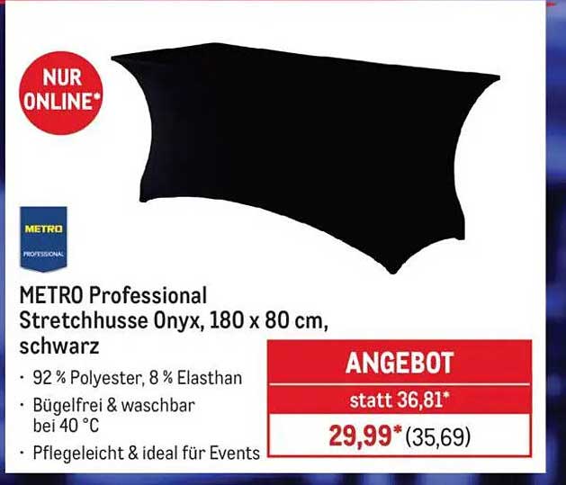 METRO Professional Stretchhusse Onyx, 180 x 80 cm, schwarz