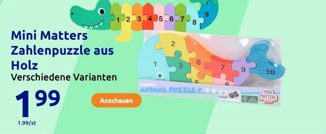 Mini Matters Zahlenpuzzle aus Holz, verschiedene Varianten